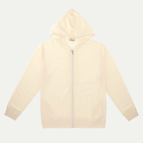 Off White full zip hood with fleece