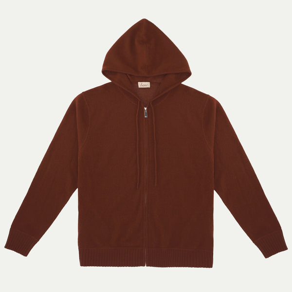 Wood Brown full zip hood with fleece